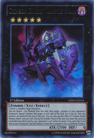 1st Edition, Dark, Shadow Specters, Ultra Rare, Unlimited, Xyz/Effect Monster, Zombie Crimson Knight Vampire Bram [SHSP-EN054] Ultra Rare - Trading Card World