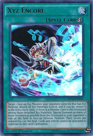 1st Edition, 2014 Mega-Tins Mega Pack, Quick Play Spell, Spell, Ultra Rare Xyz Encore [MP14-EN117] Ultra Rare - Trading Card World