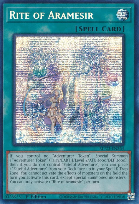 1st Edition, Dueling Heroes Collectors Tin - Mega Pack (25th Anniversary Edition), Normal Spell, Prismatic Secret Rare, Spell Rite of Aramesir [MP23-EN264] Prismatic Secret Rare - Trading Card World