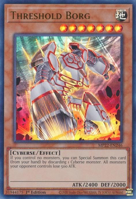 1st Edition, 2022 Tin of the Pharaoh's Gods, Cyberse, Earth, Effect Monster, Ultra Rare Threshold Borg [MP22-EN246] Ultra Rare - Trading Card World