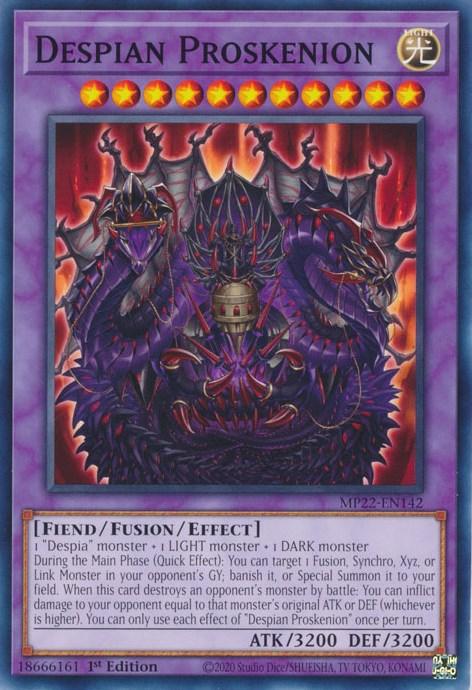 1st Edition, 2022 Tin of the Pharaoh's Gods, Common, Fiend, Fusion/Effect Monster, Light Despian Proskenion [MP22-EN142] Common - Trading Card World