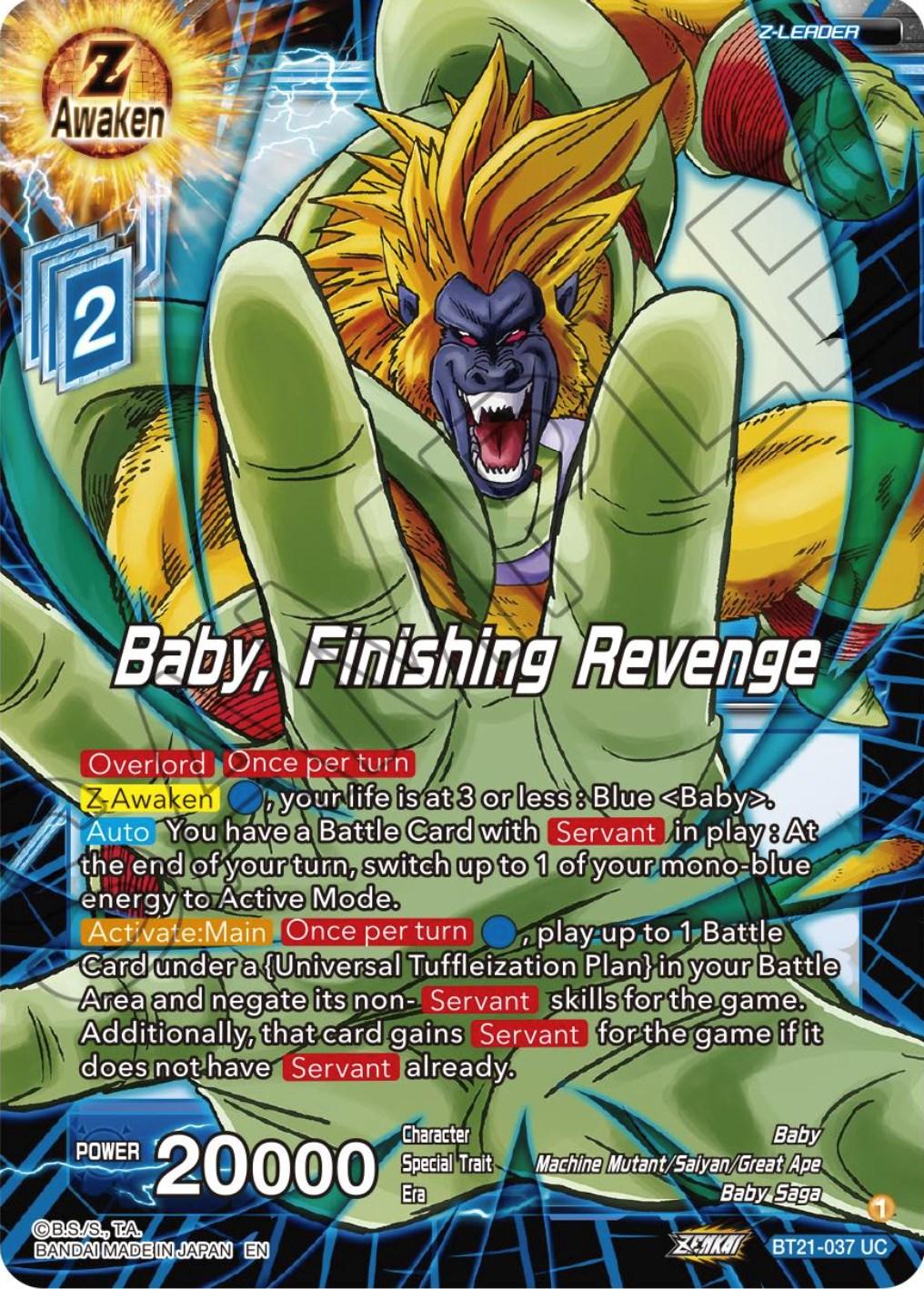 Baby, Baby Saga, Blue, BT21-037, Machine Mutant/Saiyan/Great Ape, Normal, Parallel Foil, Uncommon, Wild Resurgence, Z-Leader Baby, Finishing Revenge (BT21-037) [Wild Resurgence] - Trading Card World