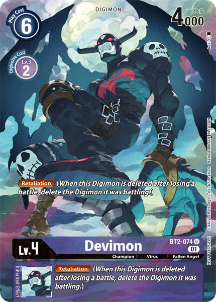 BT2-074, Champion, Digimon, Fallen Angel, Purple, Release Special Booster Ver.1.0, Uncommon, Virus Devimon [BT2-074] (Alternate Art) [Release Special Booster Ver.1.0] - Trading Card World