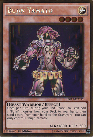 1st Edition, Beast-Warrior, Effect Monster, Gold Rare, Light, Premium Gold: Return of the Bling, Unlimited Bujin Yamato [PGL2-EN035] Gold Rare - Trading Card World