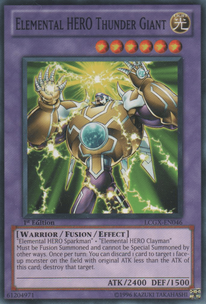 1st Edition, Common, Fusion/Effect Monster, Legendary Collection 2, Light, Unlimited, Warrior Elemental HERO Thunder Giant [LCGX-EN046] Common - Trading Card World
