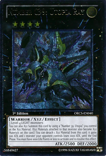 1st Edition, Light, Order of Chaos, Ultimate Rare, Unlimited, Warrior, Xyz/Effect Monster Number C39: Utopia Ray [ORCS-EN040] Ultimate Rare - Trading Card World