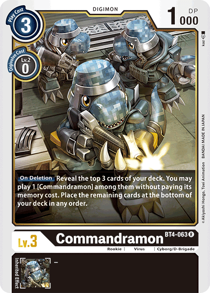 Black, BT4-063, Cyborg/D-Brigade, Digimon, Great Legend, Rare, Rookie, Virus Commandramon [BT4-063] [Great Legend] - Trading Card World