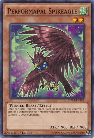 1st Edition, 2015 Mega-Tins Mega Pack, Common, Effect Monster, Wind, Winged Beast Performapal Spikeagle [MP15-EN194] Common - Trading Card World