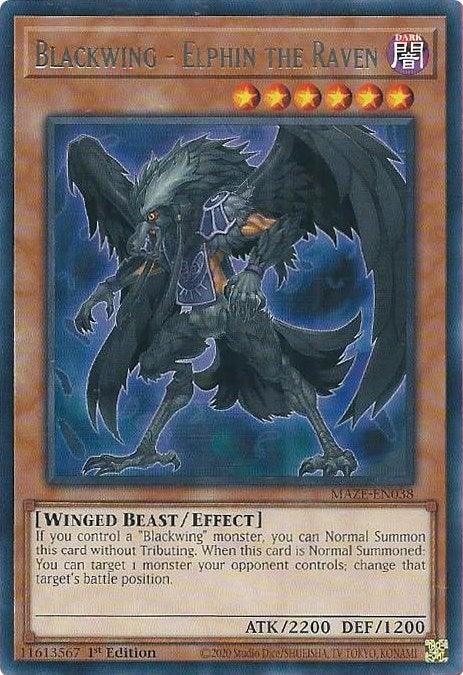 1st Edition, Dark, Effect Monster, Maze of Memories, Rare, Winged Beast Blackwing - Elphin the Raven [MAZE-EN038] Rare - Trading Card World
