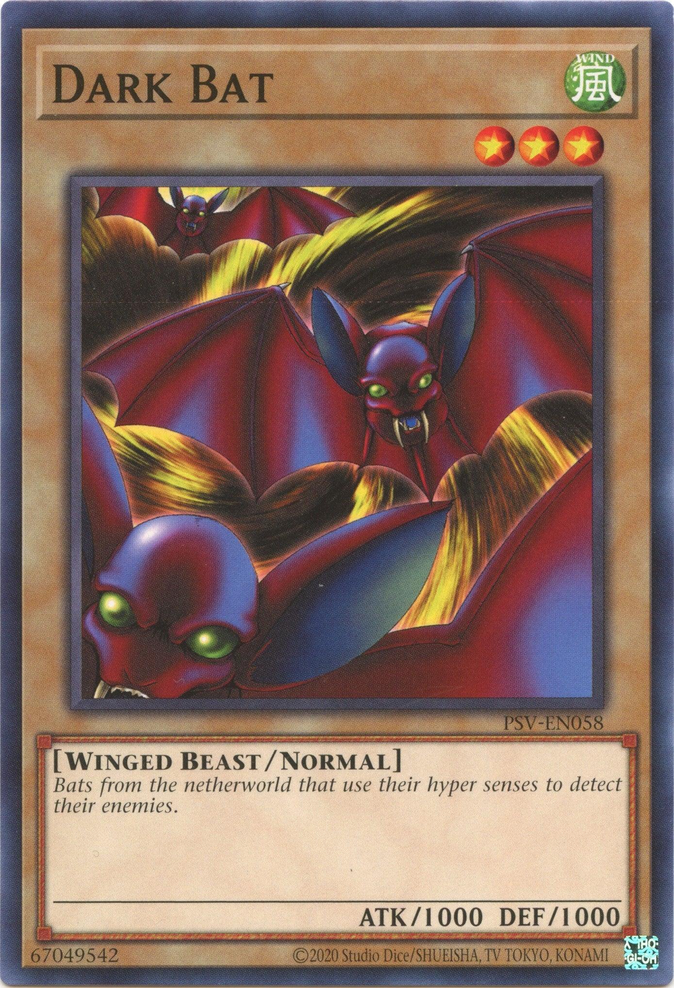 Common, Normal Monster, Pharaoh's Servant (25th Anniversary Edition), Unlimited, Wind, Winged Beast Dark Bat (25th Anniversary) [PSV-EN058] Common - Trading Card World