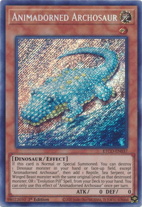 1st Edition, Dinosaur, Effect Monster, Eternity Code, Light, Secret Rare Animadorned Archosaur [ETCO-EN037] Secret Rare - Trading Card World