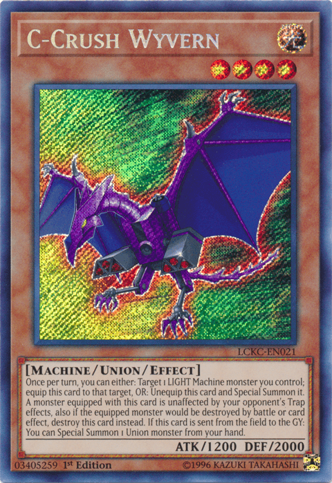 1st Edition, Legendary Collection Kaiba, Light, Machine, Secret Rare, Union/Effect Monster, Unlimited C-Crush Wyvern [LCKC-EN021] Secret Rare - Trading Card World