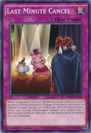 1st Edition, 2015 Mega-Tins Mega Pack, Common, Normal Trap, Trap Last Minute Cancel [MP15-EN238] Common - Trading Card World