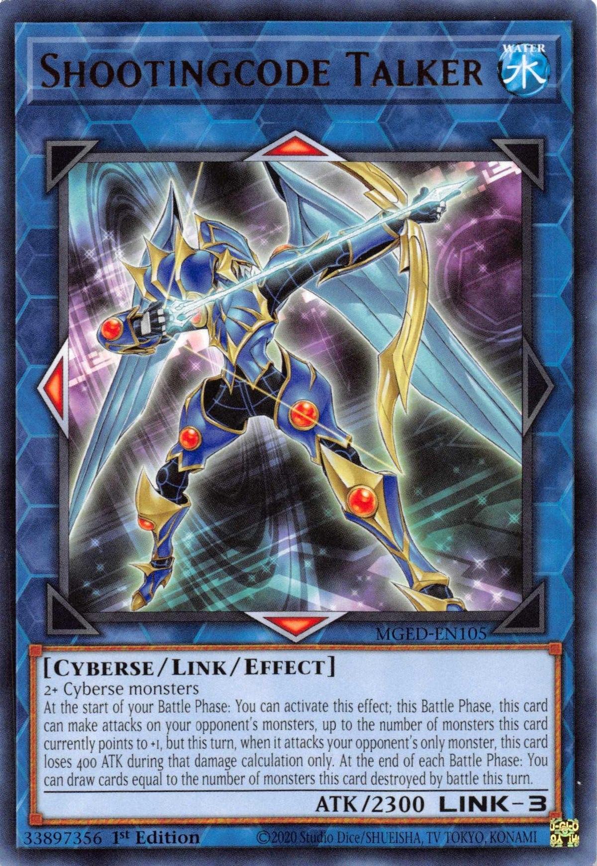 1st Edition, Cyberse, Link/Effect Monster, Maximum Gold: El Dorado, Rare, Water Shootingcode Talker [MGED-EN105] Rare - Trading Card World