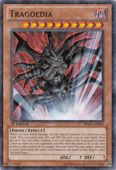 1st Edition, Battle Pack: Epic Dawn, Dark, Effect Monster, Fiend, Starfoil Rare, Unlimited Tragoedia [BP01-EN020] Starfoil Rare - Trading Card World