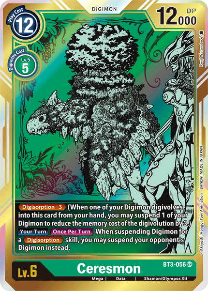 BT3-056, Data, Digimon, Green, Mega, Release Special Booster Ver.1.5, Shaman/Olympos XII, Super Rare Ceresmon [BT3-056] (Alternate Art) [Release Special Booster Ver.1.5] - Trading Card World