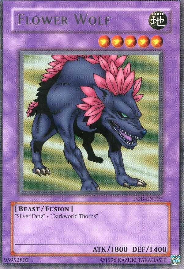 Beast, Earth, Fusion Monster, Rare, The Legend of Blue Eyes White Dragon, Unlimited Flower Wolf [LOB-EN107] Rare - Trading Card World