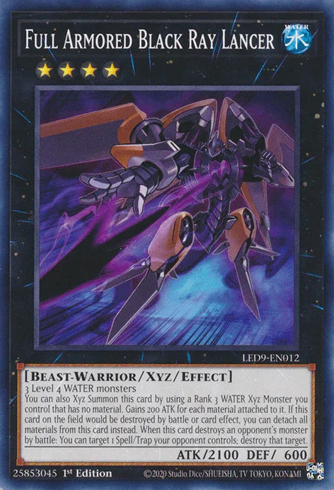 1st Edition, Beast-Warrior, Common, Legendary Duelists: Duels From the Deep, Water, Xyz/Effect Monster Full Armored Black Ray Lancer [LED9-EN012] Common - Trading Card World