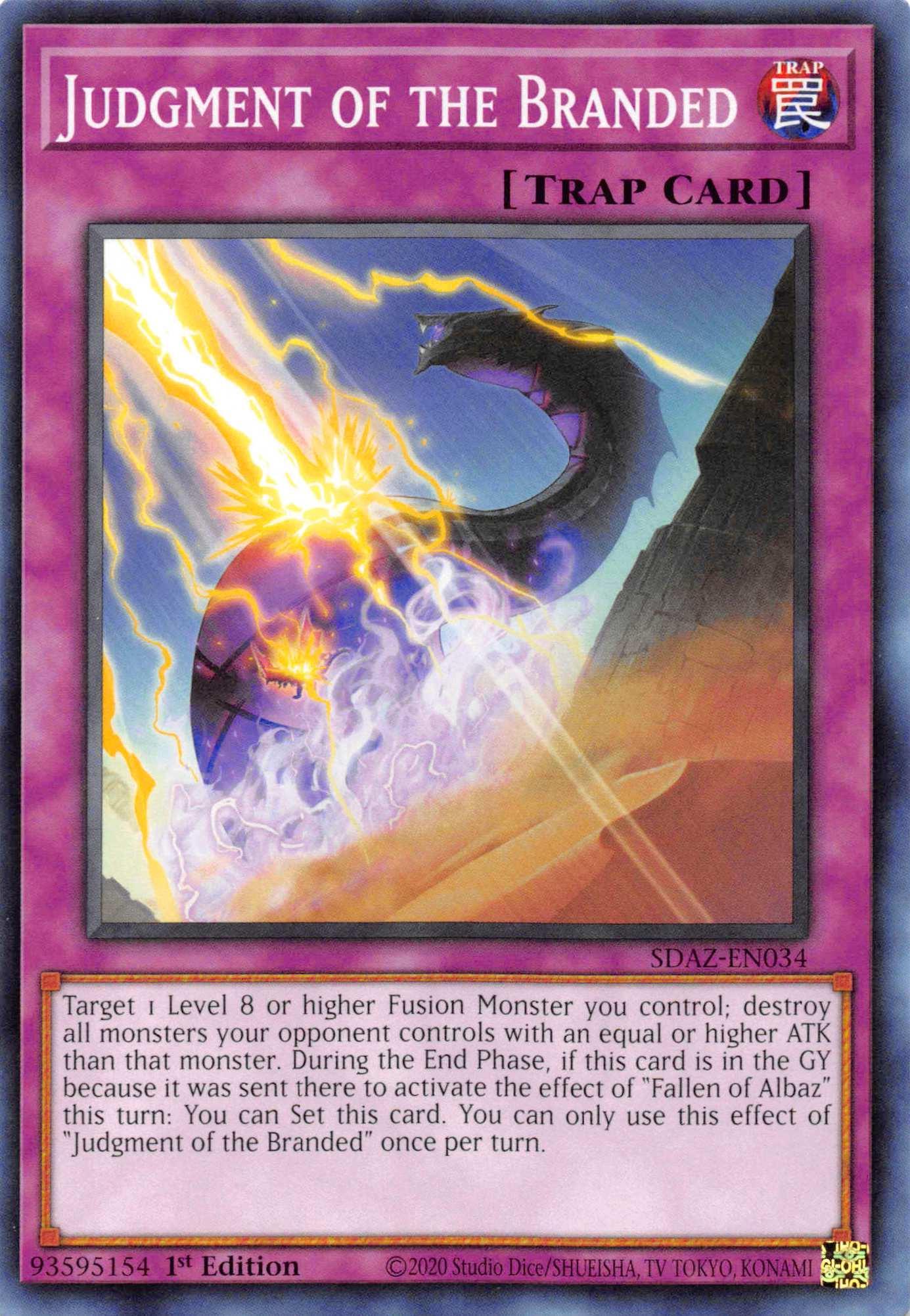 1st Edition, Common, Normal Trap, Structure Deck: Albaz Strike, Trap Judgment of the Branded [SDAZ-EN034] Common - Trading Card World