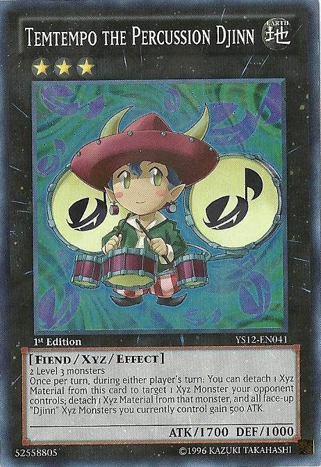 1st Edition, Earth, Fiend, Starter Deck: Xyz Symphony, Super Rare, Xyz/Effect Monster Temtempo the Percussion Djinn [YS12-EN041] Super Rare - Trading Card World