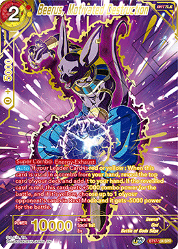Battle, Battle of Gods Saga, Beerus, BT17-134, God, Parallel Foil, Red/Yellow, Special Rare, Ultimate Squad Beerus, Motivated Destruction (SPR) (BT17-134) [Ultimate Squad] - Trading Card World