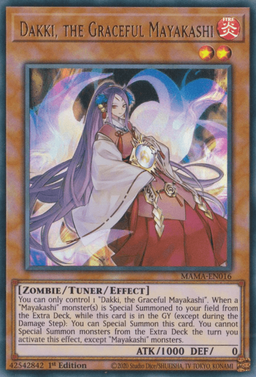 1st Edition, Fire, Magnificent Mavens, Tuner/Effect Monster, Ultra Rare, Zombie Dakki, the Graceful Mayakashi [MAMA-EN016] Ultra Rare - Trading Card World