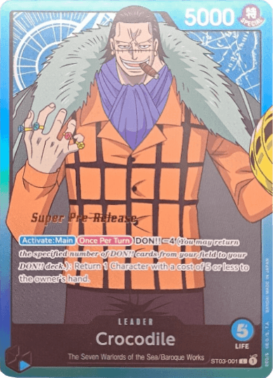 Baroque Works, Leader, Starter Decks, Super Pre-Release Starter Deck: The Seven Warlords of the Sea, The Seven Warlords of the Sea Crocodile (001) [Super Pre-Release Starter Deck: The Seven Warlords of the Sea] - Trading Card World