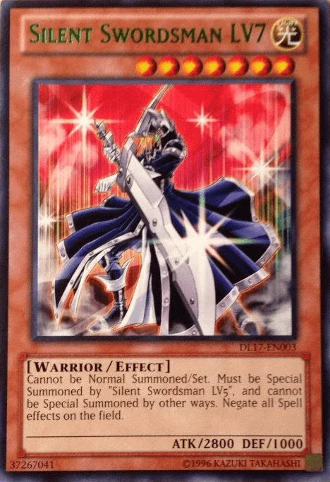 Duelist League Promo, Effect Monster, Light, Rare, Unlimited, Warrior Silent Swordsman LV7 (Green) [DL17-EN003] Rare - Trading Card World