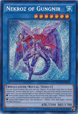 1st Edition, 2015 Mega-Tins Mega Pack, Ritual/Effect Monster, Secret Rare, Spellcaster, Water Nekroz of Gungnir [MP15-EN219] Secret Rare - Trading Card World