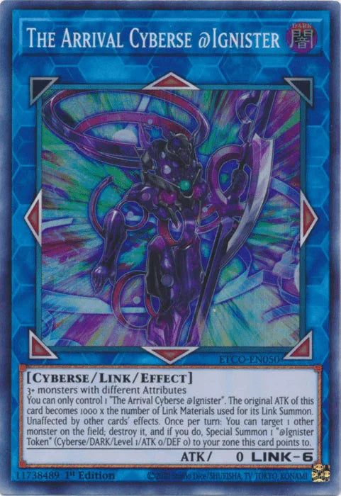 1st Edition, Cyberse, Dark, Eternity Code, Link/Effect Monster, Super Rare The Arrival Cyberse @Ignister [ETCO-EN050] Super Rare - Trading Card World