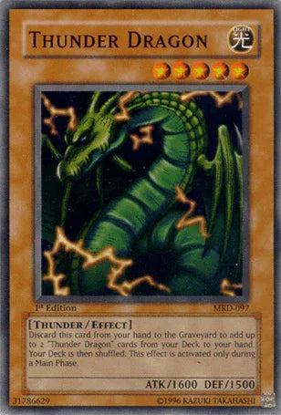 1st Edition, Common, Effect Monster, Light, Metal Raiders, Thunder, Unlimited Thunder Dragon [MRD-097] Common - Trading Card World