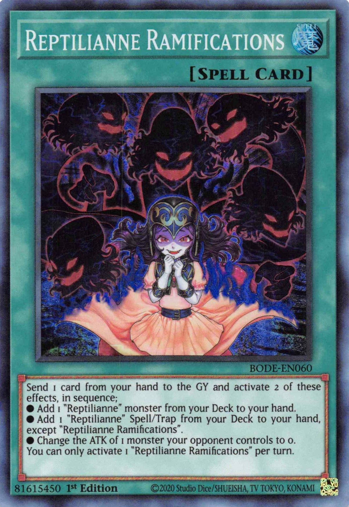 1st Edition, Burst of Destiny, Normal Spell, Spell, Super Rare Reptilianne Ramifications [BODE-EN060] Super Rare - Trading Card World