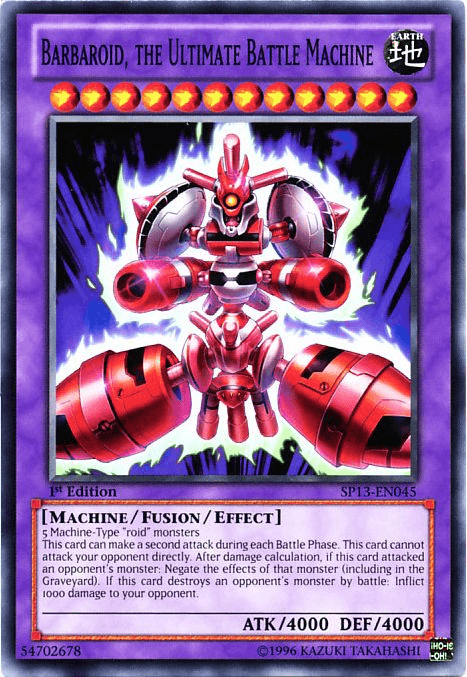 1st Edition, Common, Earth, Fusion/Effect Monster, Machine, Star Pack 2013, Unlimited Barbaroid, the Ultimate Battle Machine [SP13-EN045] Common - Trading Card World