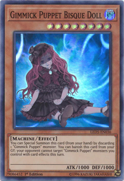 1st Edition, Dark, Effect Monster, Legendary Duelists: Immortal Destiny, Machine, Super Rare Gimmick Puppet Bisque Doll [LED5-EN036] Super Rare - Trading Card World