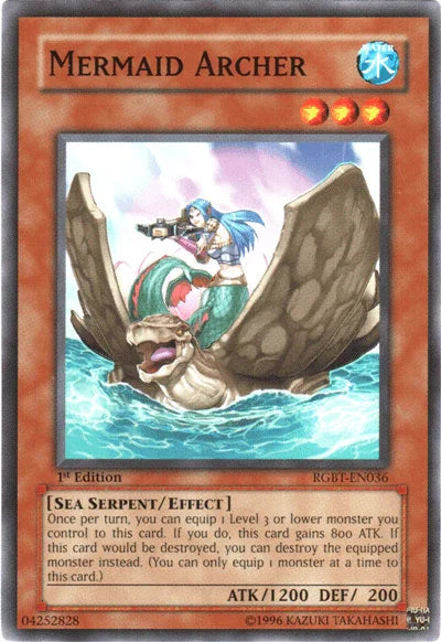 1st Edition, Common, Effect Monster, Raging Battle, Sea Serpent, Unlimited, Water Mermaid Archer [RGBT-EN036] Common - Trading Card World