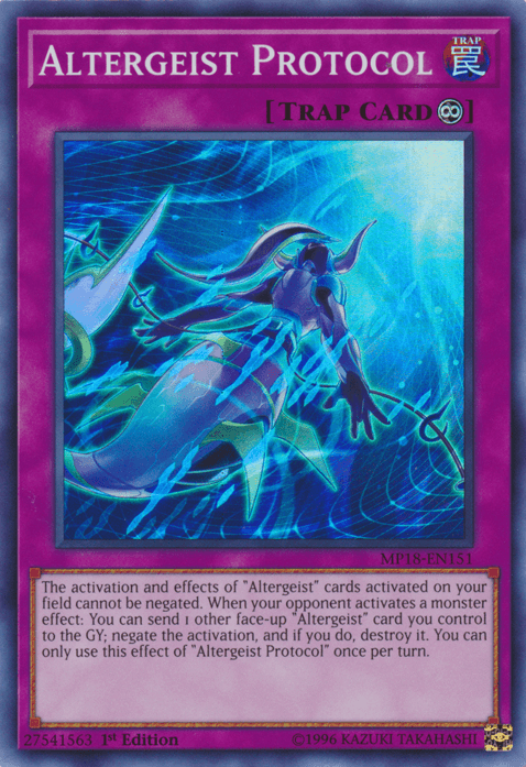 1st Edition, 2018 Mega-Tins Mega Pack, Continuous Trap, Super Rare, Trap Altergeist Protocol [MP18-EN151] Super Rare - Trading Card World