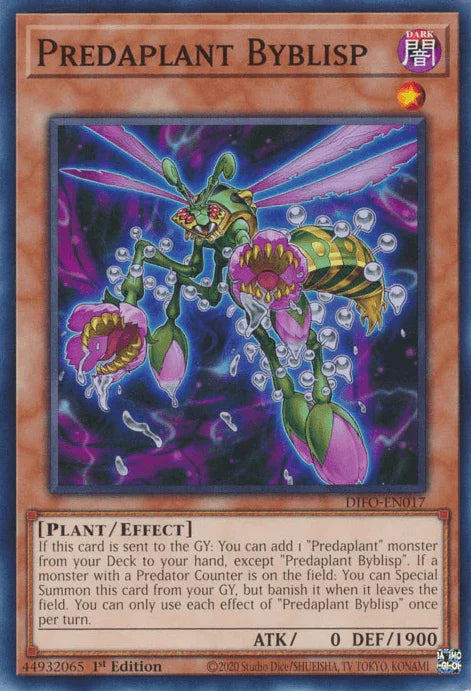 1st Edition, Common, Dark, Dimension Force, Effect Monster, Plant Predaplant Byblisp [DIFO-EN017] Common - Trading Card World