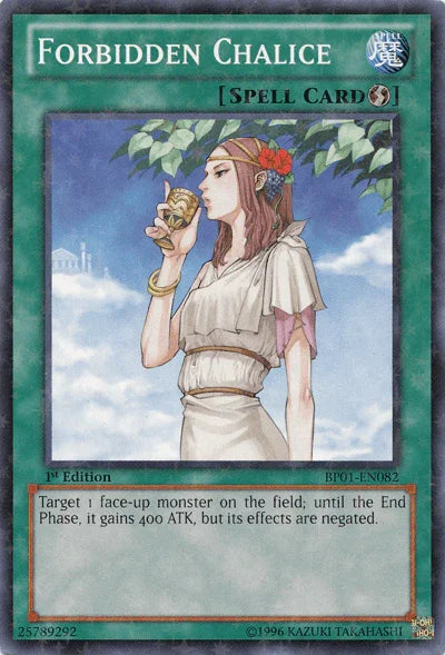 1st Edition, Battle Pack: Epic Dawn, Quick Play Spell, Spell, Starfoil Rare, Unlimited Forbidden Chalice [BP01-EN082] Starfoil Rare - Trading Card World