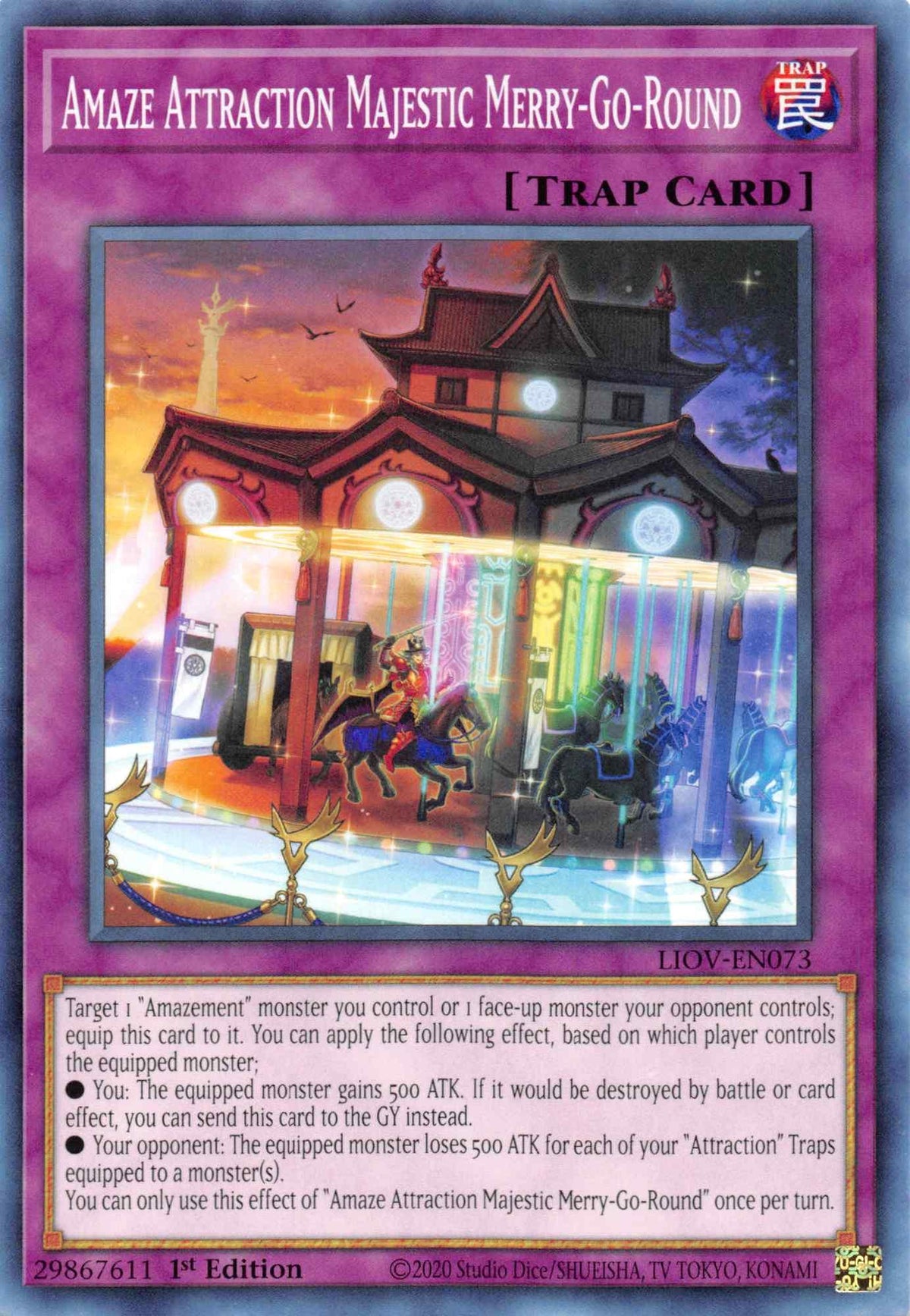 1st Edition, Common, Lightning Overdrive, Normal Trap, Trap Amaze Attraction Majestic Merry-Go-Round [LIOV-EN073] Common - Trading Card World