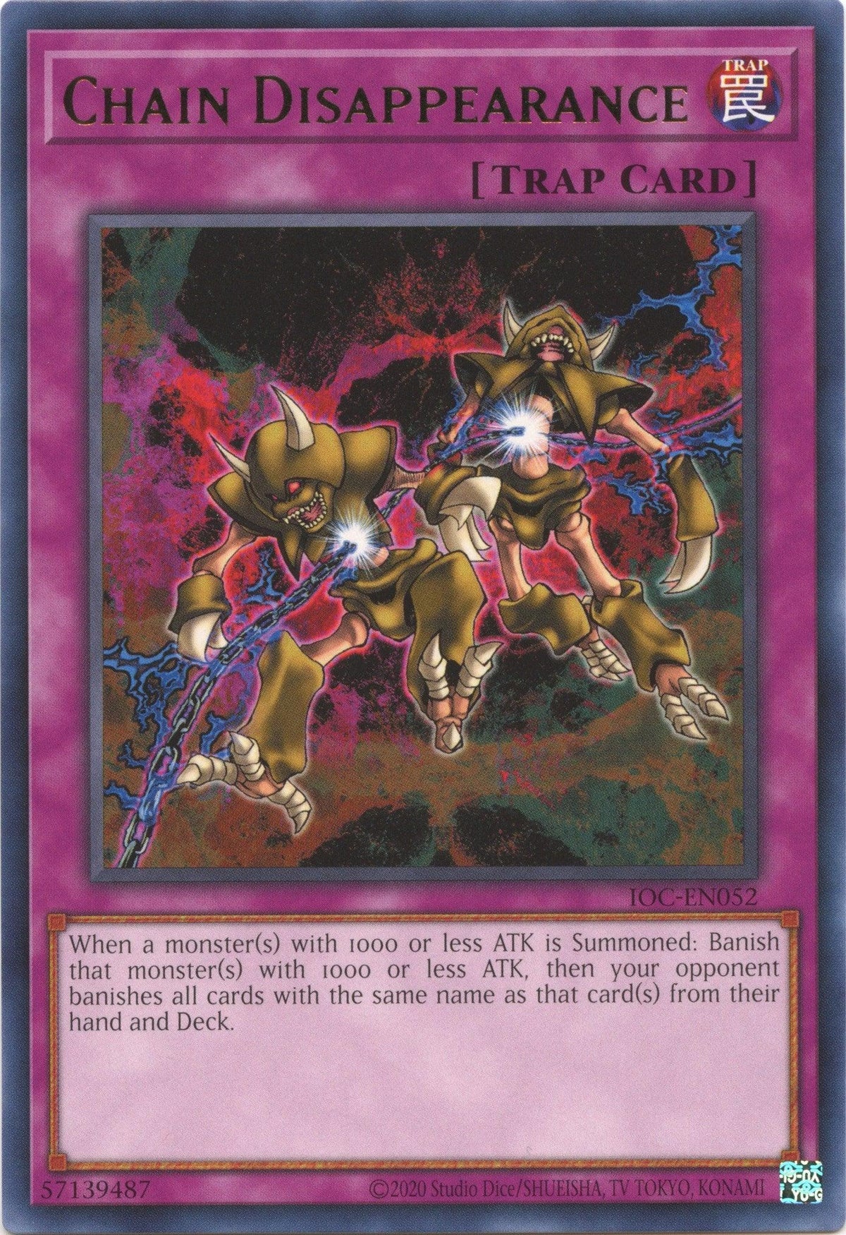 Invasion of Chaos (25th Anniversary Edition), Normal Trap, Rare, Trap, Unlimited Chain Disappearance (25th Anniversary) [IOC-EN052] Rare - Trading Card World