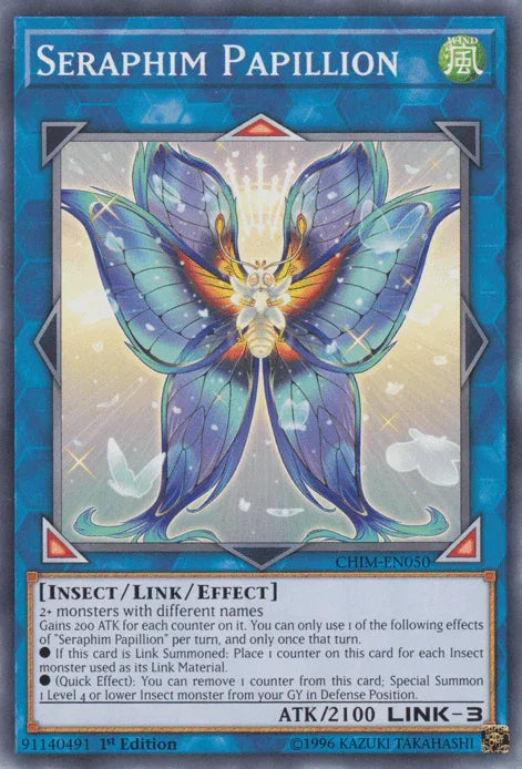 1st Edition, Chaos Impact, Common, Insect, Link/Effect Monster, Unlimited, Wind Seraphim Papillion [CHIM-EN050] Common - Trading Card World