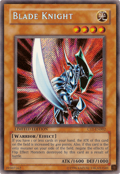 2004 Collectors Tin, Effect Monster, Light, Limited, Secret Rare, Warrior Blade Knight [CT1-EN002] Secret Rare - Trading Card World
