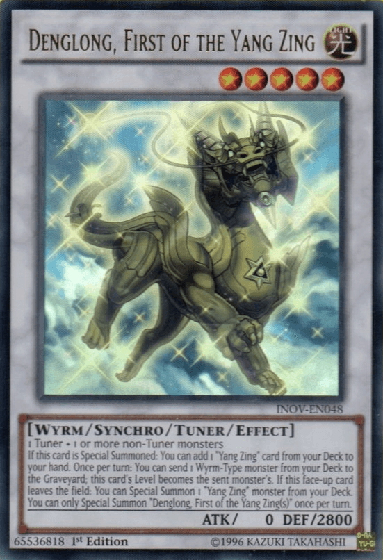 1st Edition, Invasion: Vengeance, Light, Synchro/Tuner/Effect Monster, Ultra Rare, Unlimited, Wyrm Denglong, First of the Yang Zing [INOV-EN048] Ultra Rare - Trading Card World