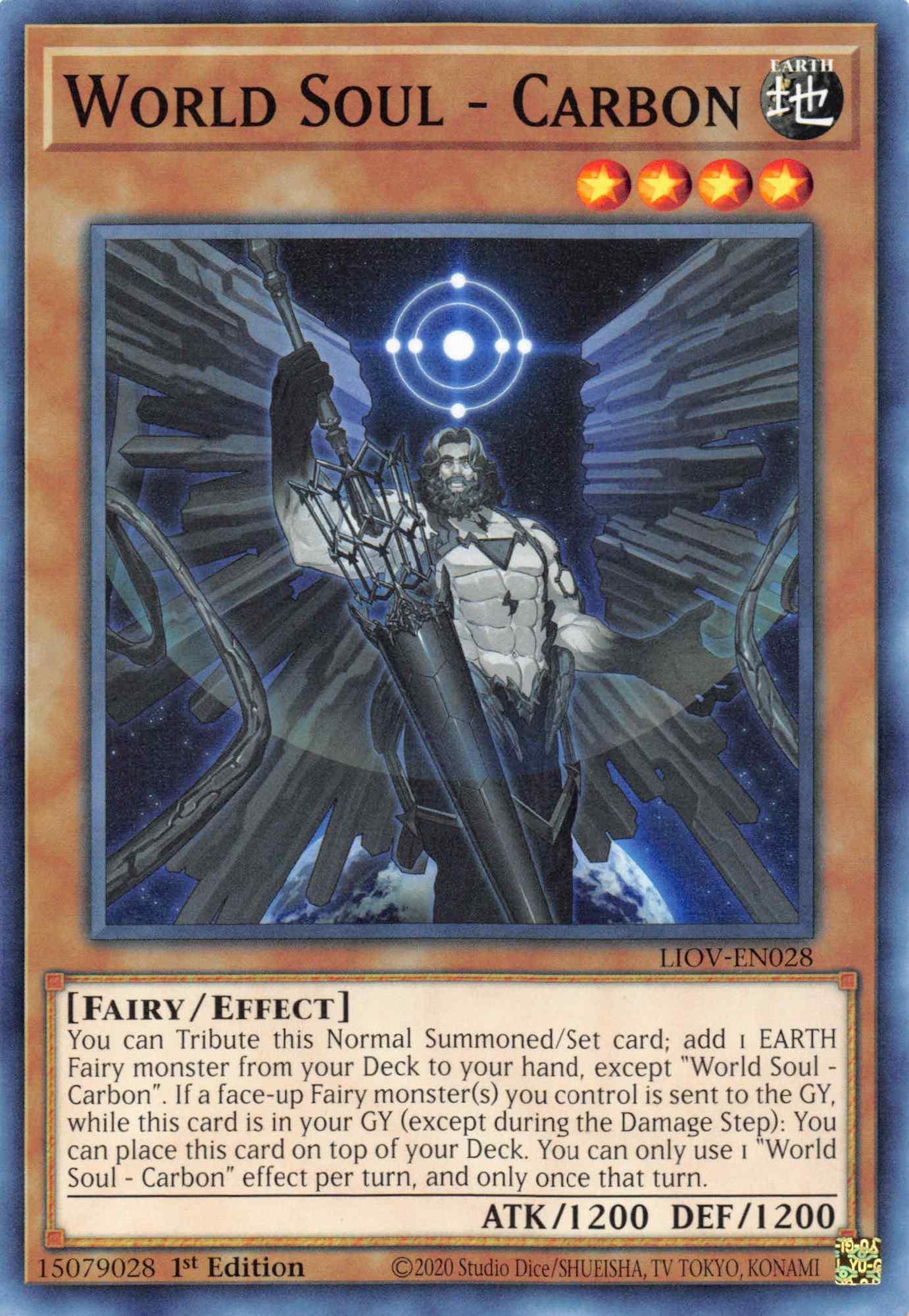1st Edition, Common, Earth, Effect Monster, Fairy, Lightning Overdrive World Soul - Carbon [LIOV-EN028] Common - Trading Card World