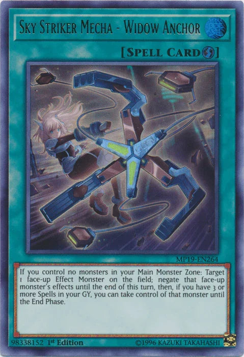 1st Edition, 2019 Gold Sarcophagus Tin Mega Pack, Quick Play Spell, Spell, Ultra Rare, Unlimited Sky Striker Mecha - Widow Anchor [MP19-EN264] Ultra Rare - Trading Card World