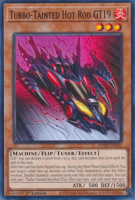 1st Edition, Common, Dueling Heroes Collectors Tin - Mega Pack (25th Anniversary Edition), Fire, Flip/Tuner Monster, Machine Turbo-Tainted Hot Rod GT19 [MP23-EN181] Common - Trading Card World