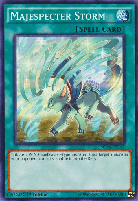 1st Edition, 2016 Mega-Tins Mega Pack, Common, Normal Spell, Spell, Unlimited Majespecter Storm [MP16-EN147] Common - Trading Card World