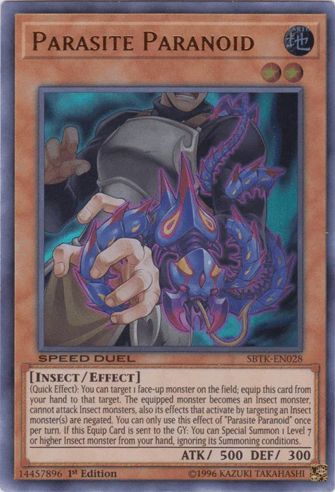 1st Edition, Earth, Effect Monster, Insect, Speed Duel: Trials of the Kingdom, Ultra Rare Parasite Paranoid [SBTK-EN028] Ultra Rare - Trading Card World