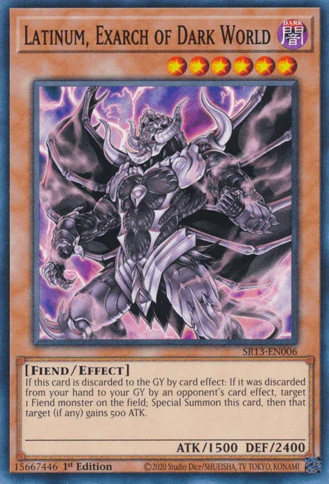 1st Edition, Common, Dark, Effect Monster, Fiend, Structure Deck: Dark World Latinum, Exarch of Dark World [SR13-EN006] Common - Trading Card World