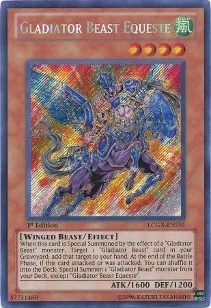 1st Edition, Effect Monster, Legendary Collection 2, Secret Rare, Unlimited, Wind, Winged Beast Gladiator Beast Equeste [LCGX-EN251] Secret Rare - Trading Card World
